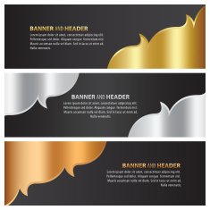 gold silver and bronze banner template design lai thai style