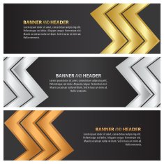 gold silver and bronze banner template design zig zag style