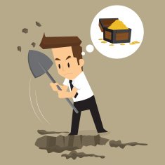 businessman dig for treasure