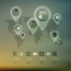 Transparent business Infographics diagram on blur landscape N8
