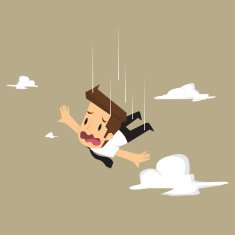businessman abyss falls failed in business