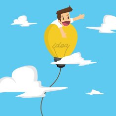 businessman island on the balloon bulb ideas freedom of thought N2