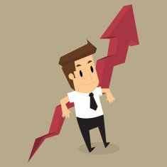businessman lean over growing chart
