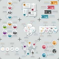 Set Of 9 Flat Minimal Infographics N6