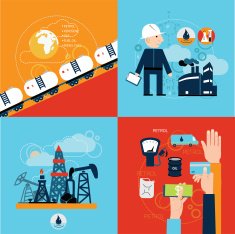 Set of gas fuel station car oil petrol flat icons N2