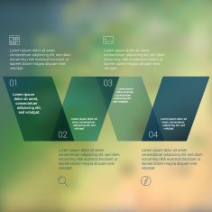 W shaped folded ribbon numbered secuence chart infographic template design