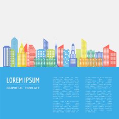Cityscape graphic template Modern city architecture Vector ill