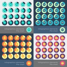Set of the round segmented charts in flat style
