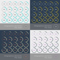 Set of the round segmented charts in flat style N2