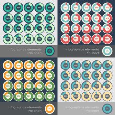 Set of the round segmented charts in flat style N7