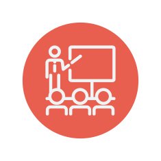 Businessman giving a presentation thin line icon N2