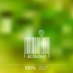 Ecology barcode symbol on blurry background vector design