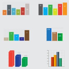 pie chart set icon business elements and statistics