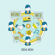 social media in thin line style
