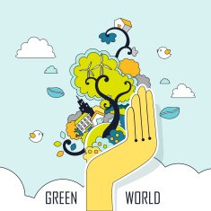 green world in thin line style