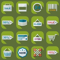 Flat concept set modern design with shadow marketing sales N10