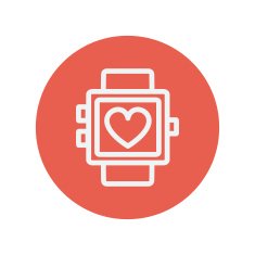 Wristwatch with heart display thin line icon