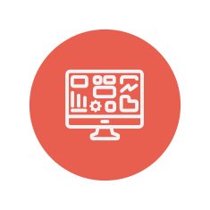 Monitor with business graph thin line icon N2