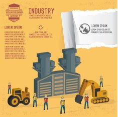 Industry info graphic design on yellow background vector