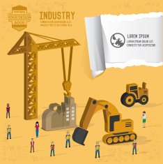 Construction info graphic design on yellow background vector