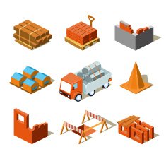 Construction Project Info Graphic Detailed Isometric