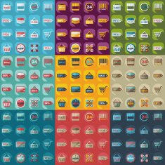 Flat concept set modern design with shadow marketing sales N19