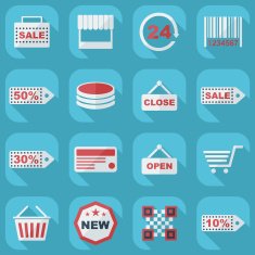 Flat concept set modern design with shadow marketing sales N22