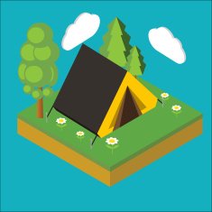Iisometric camp flat 3d isometric pixel art Iinfographics illu N2