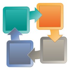 Infographic template with text areas on 4 positions