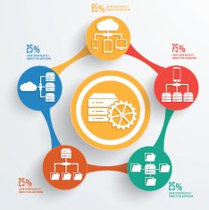 Database server concept info graphic design clean vector N5