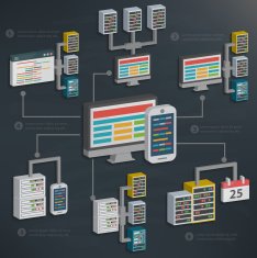 Network design three dimension info graphic design