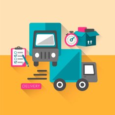 flat design delivery concept icons set