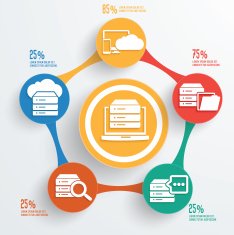 Database server concept info graphic design clean vector N8