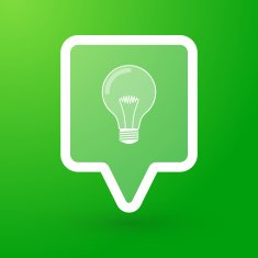 Square tooltip with a lightbulb