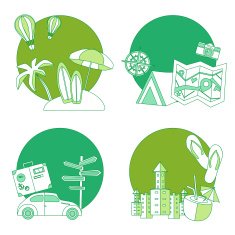 Set of summer flat icon