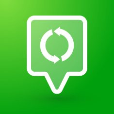 Square tooltip with a recycle sign