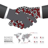 Infographic business industry gear handshake shape template