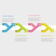 Infographic five step ribbon up down arrow circle text Flat