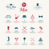 Gentleman infographics set Vector Illustration blue &amp; red N2
