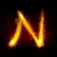 3d sparkler firework letter N