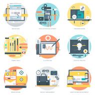 Web Development and Design flat style colorful vector icon