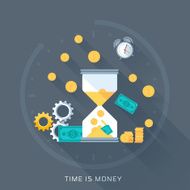 Time is money flat style colorful vector icon set
