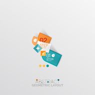 Glossy paper style geometric abstract infographic design N60