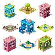 Set of the Isometric City Buildings and Shops N2