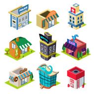 Set of the Isometric City Buildings and Shops N3