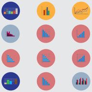 Graphs pie charts Items for business statistics and reports Flat N3