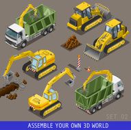 City Construction Transport Isometric Flat 3d Icon Set 2