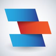 Infographics blue and red paper rectangle banners with shadows on