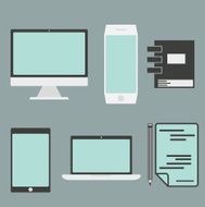 flat design office elements and computer tablet laptop sma N2