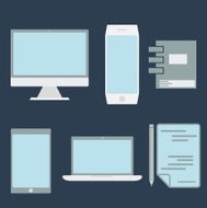 flat design office elements and computer tablet laptop sma N3